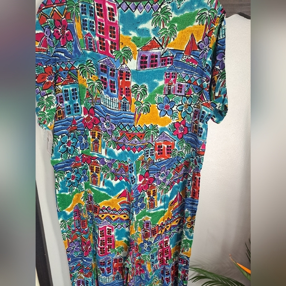 Day For Night Vintage Wide Leg Vacation Romper Jumpsuit #New Sz Large Fun Print - Picture 7 of 12